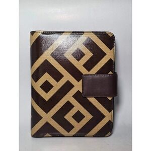 Franklin Covey Planner Organizer 7 Rings Binder Brown Tan Yellow Geometric Rare